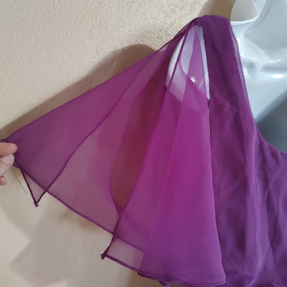 Vntg 80's Purple Chiffon Layered Polyester Prom Dress JCPENNEY Fashions Medium - Picture 5 of 13